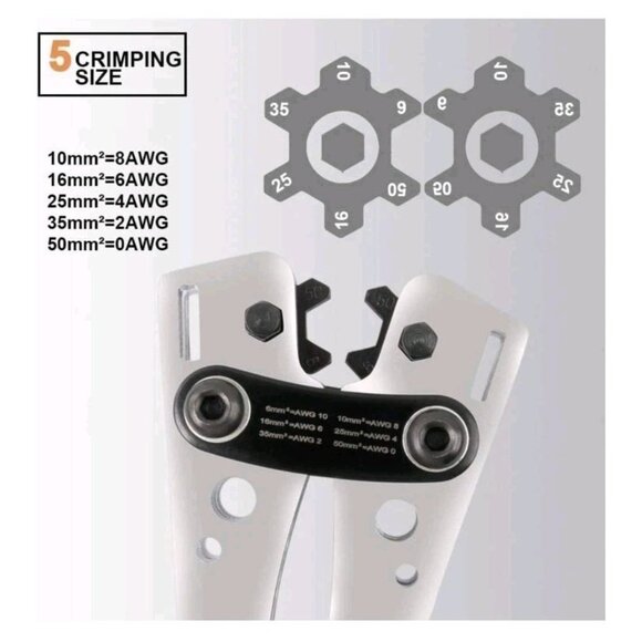 Sanuke Battery Cable Lug Crimping Tool for AWG 8 6 4 2 1/0 Heavy Duty Copper - Picture 4 of 5